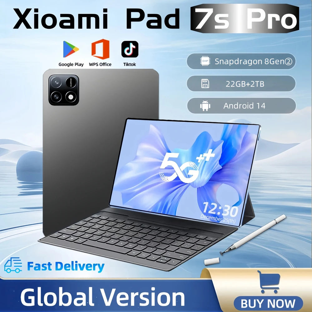 2025 Original Global Version Pad 7S Pro Android 14 Snapdrago 8gen2 Tablet PC 11inch 22GB+2TB 20000mAh GPS 5G Dual SIM WiFi Tab
