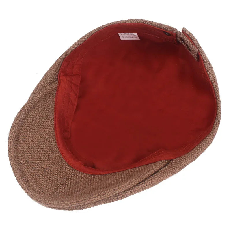 2025 Retro Men's Hats Cotton Visors Herringbone Flat Caps Casual Artist Peaked Cap Gorras