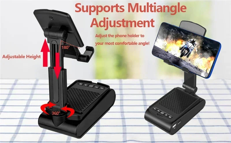 Brand New Mobile Phone Holder Stand With Bluetooth Speaker Adjustable Tablet Desktop Live Lazy Bracket Support Portable Wireless Speaker