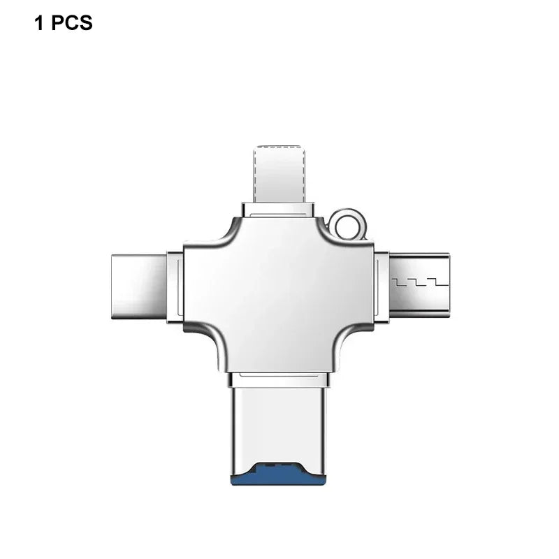 USB C OTG Adapter 4-in-1 USB 3.0 to USB-C Micro USB Type C Lightning Computer Tablet USB Card Reader WHEN you buy one we freely offer a laptop stand as a gift