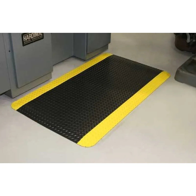 Corporation-442S Vinyl Heavy Duty Diamond-DEK Sponge Industrial Anti-Fatigue Floor Mat, 2' x 3', Black with Yellow Border