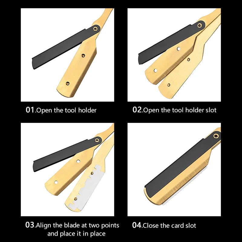 Professional Shaving Knife Manual Shaver Stainless Steel Shaver Rack Professional Straight Edge Razor Barber Beard Cutter