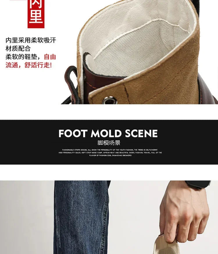 Our new collection 2024-2025 Mid-british Desert Boots for Men Color Match Autumn Winter Designer Cow Leather Platform Shoes Male Fashion Casual Ankle Boots BUY ONE AND GET A FREE GIFT LAPTOP STAND