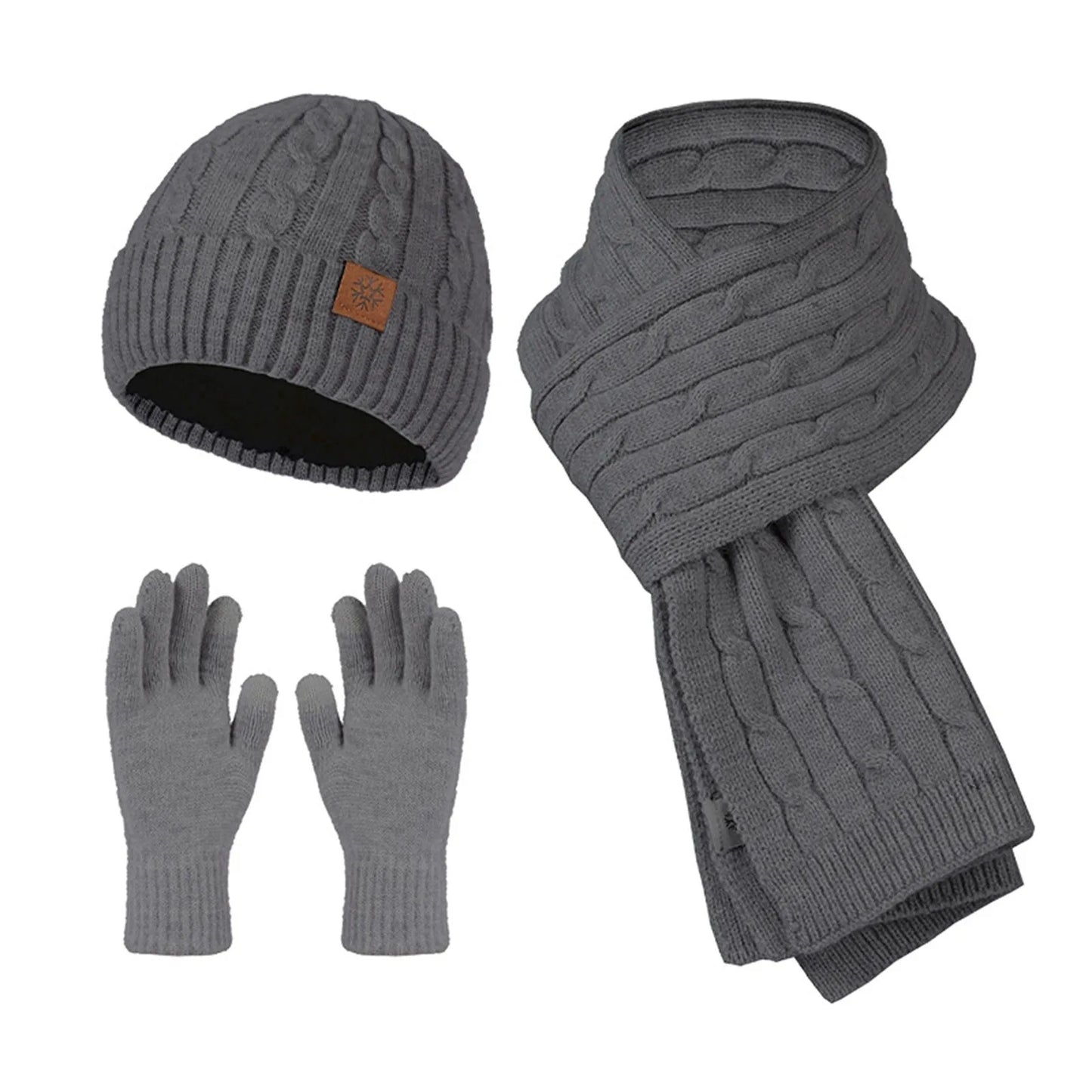 3 Piece Winter Sets Women Knitted Beanies Keep Warm Winter Hat For Women Scarves Cap Scarf Gloves Hats Outdoor Riding Knitwear