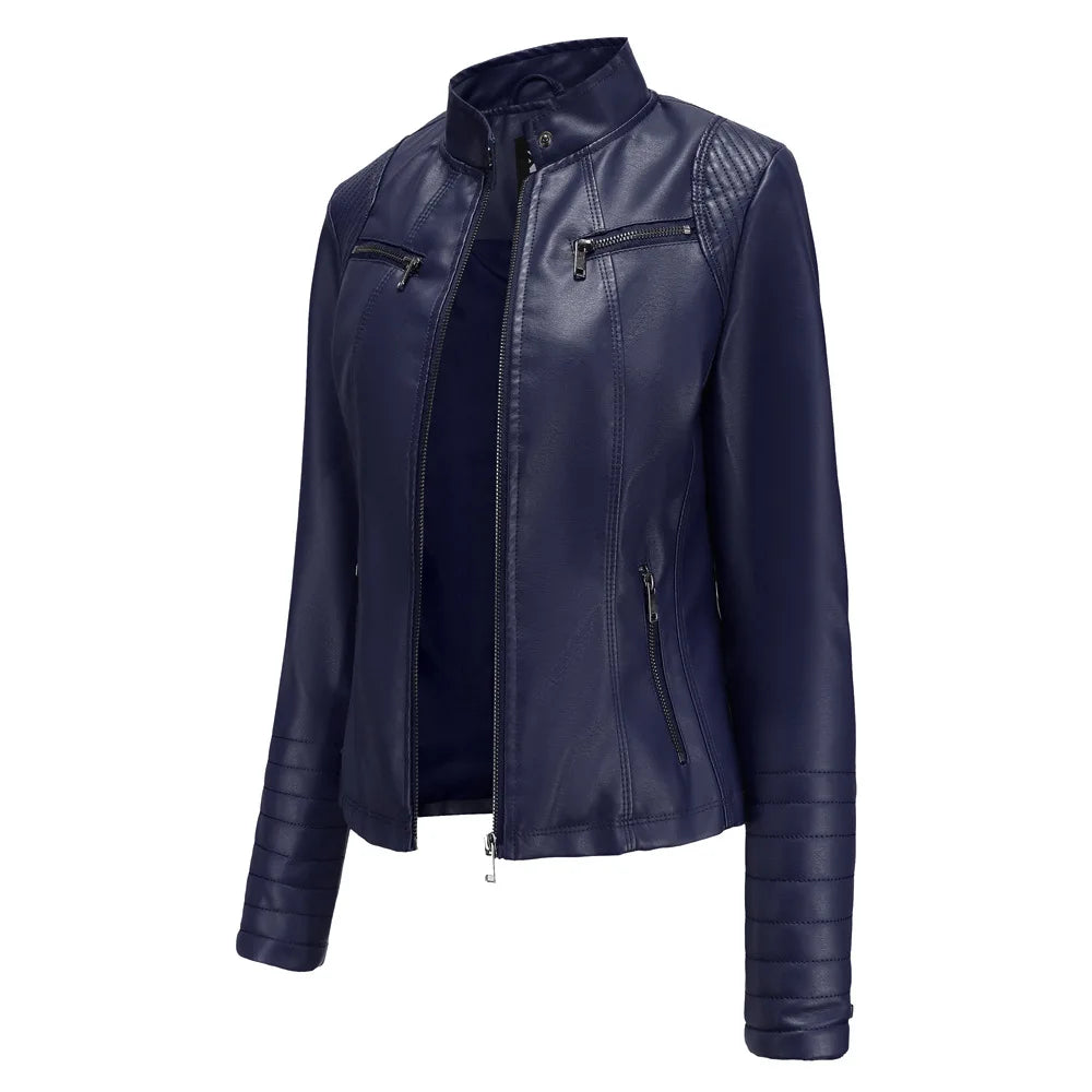 2025 Ladies New Autumn Motorcycle Short Chic PU Leather Jacket