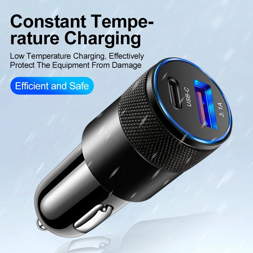 USB Car Charger Quick Charge 3.0 Type C Fast Charging Phone Adapter for iPhone 13 12 11 Pro Max Redmi Huawei Samsung S21 S22