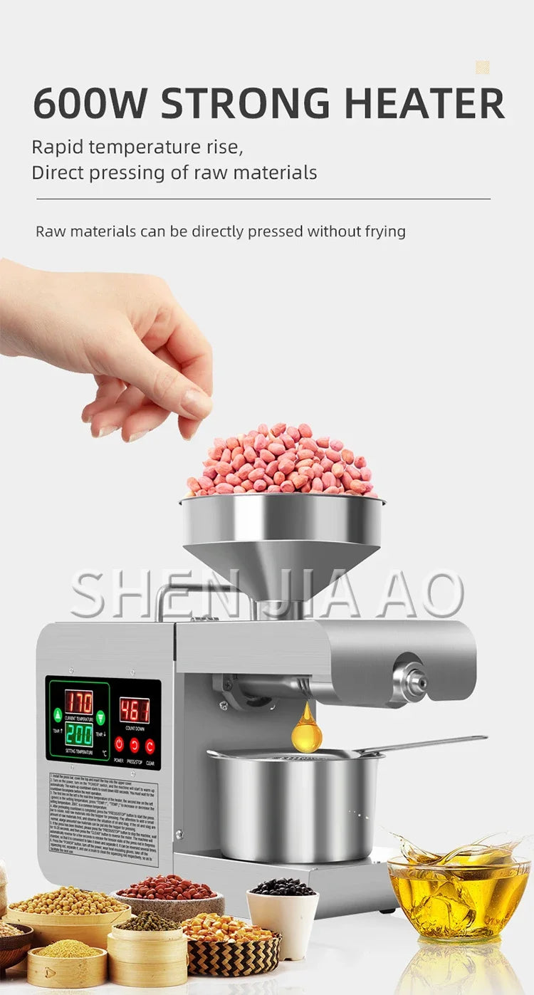X8S New Intelligent Temperature Control Oil Press 820W Small Household Commercial Oil Press Homemade Peanut Oil 110/220V