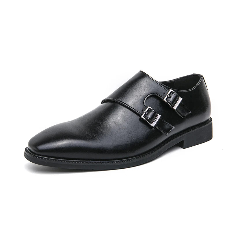 2024-2025 New Leather Shoes for Men Monk Shoes Classic Brown Wedding Shoes for Men Fashion Casual Men Shoes Evening Dress Moccasins