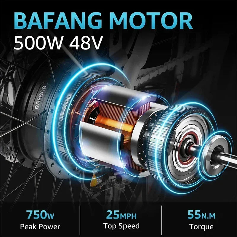 2025 NEW TESWAY Electric Bike 500W Motor 48V 12AH Battery 27.5*2.4-inch Tires 40km/h Max Speed 90km Range Mechanical Disc Brakes