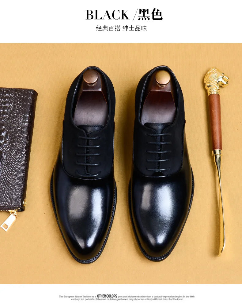 2024 New Italian Handmade Shoes British Style Formal Men's Oxford Shoe Genuine Leather Business Dress Shoes Retro Men's Shoes
