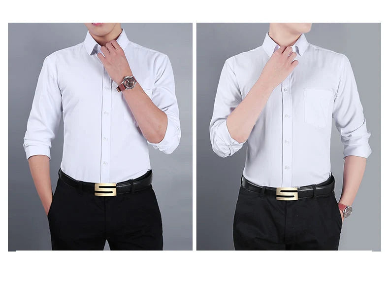 Plus Size 9XL 8XL Men's Business Casual Long Sleeved Shirt Classic Striped Male Social Dress Party Tuxedo Shirts Yellow Purple