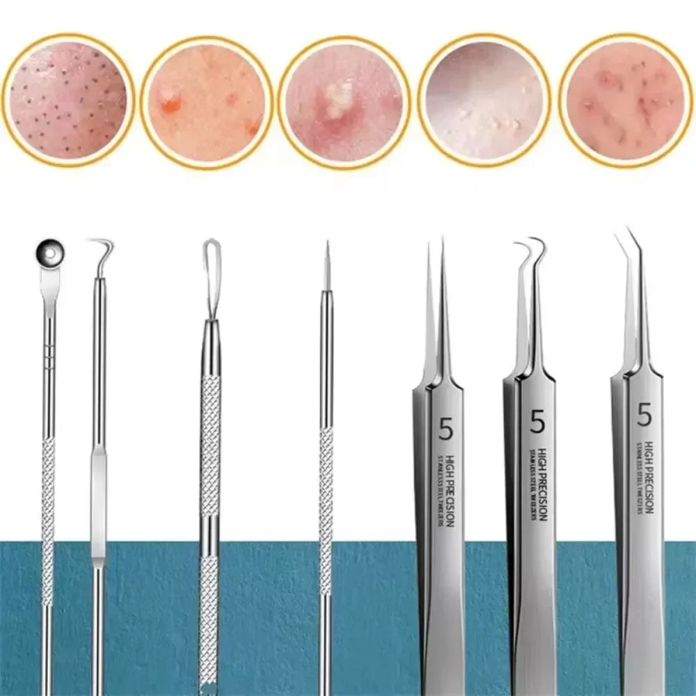 11Pcs Pro Acne Needles Blackhead Remover Ultra-fine No. 5 Cell Clips Pimples Tweezers Facial Pore Cleaning Face Skin Care Tools free Gift laptop stand