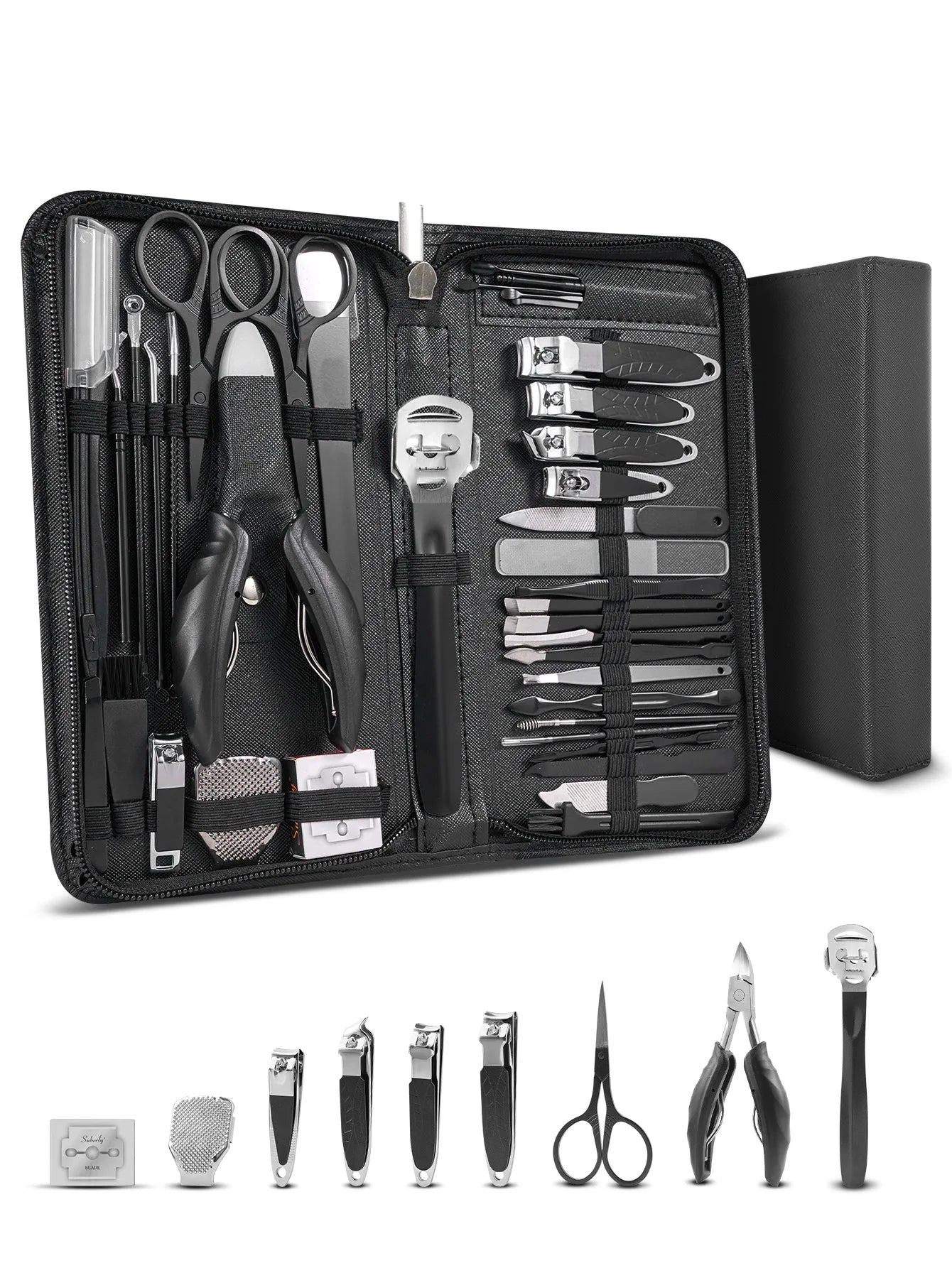 11/40pcs Manicure tool set Stainless Steel pedicure set Nail clipper Portable tool set Nail clippers Nail file