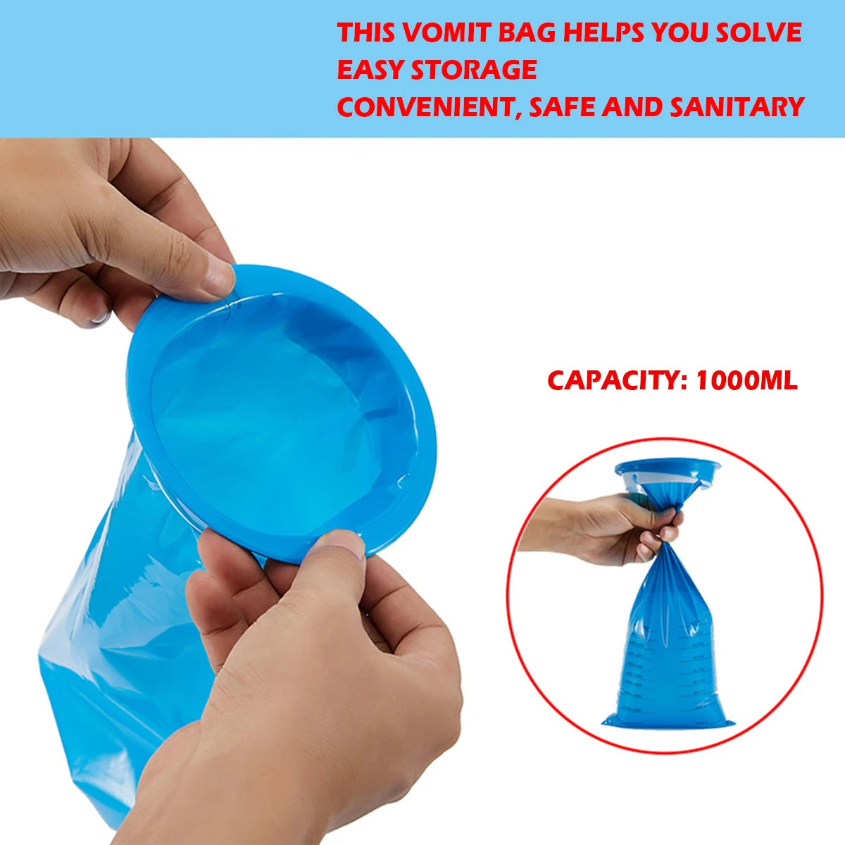 10-100Pc 1000ml Vomit Bags Disposable Barf Bags Puke Nausea Bags for Travel Plane Motion Sickness Car Aircraft Bus Kids Pregnant