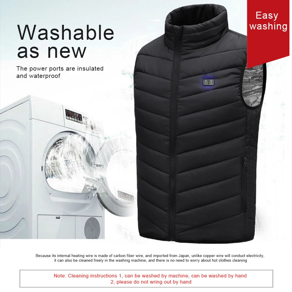 21 Zone Heating Vest Men's USB Infrared Thermal Jacket Smart Heating Clothes New Winter Cold-proof Thick Sleeveless Coat Hiking