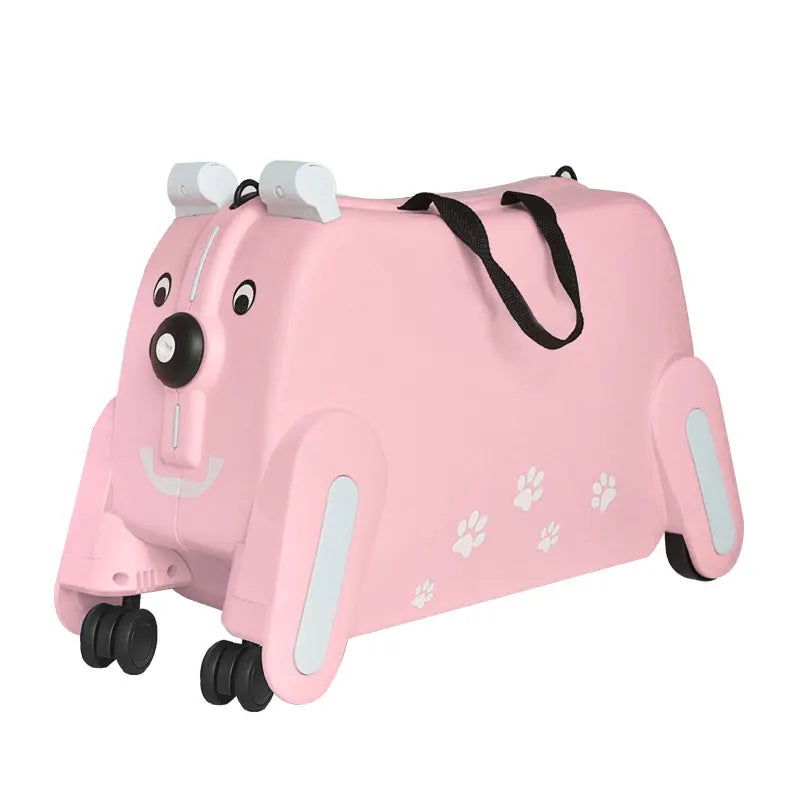 Children's Suitcase on Wheels Can Sit and Ride Cute Cartoon Small Rolling Luggage Toy Suitcase for Kids Outdoors Travel Bag