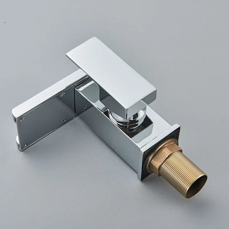 Brass LED Waterfall Bathroom Basin Faucet Deck Mount Cold Hot Water Mixer Crane Tap Short or Tall Tapware Water Flow Motor Free shipping