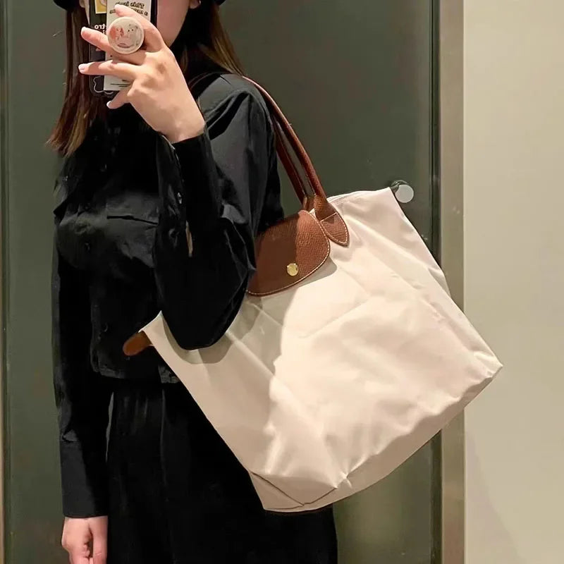 AMAZONY 2024 Women's Luxury Classic Foldable Bag Waterproof Nylon Embroidered Bag Fashion Shoulder Bag Handbag