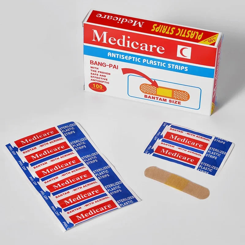 100pcspack Waterproof Wound Dressing Patches Tape First Aid Self-Adhesive Plaster Bandage Non-woven Fabrics Band Aid for Kids