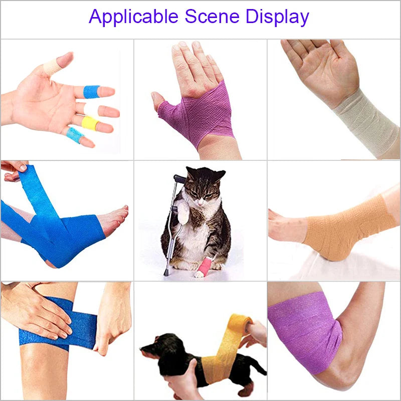 1 Roll 2.5/5/10cm Sport Bandage Self-adhesive Breathable Elastic Bandages for Sports Fixing Finger Wrist Leg Non-woven Bandage