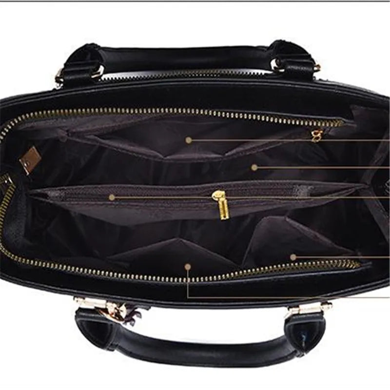 AMAZONY 2024 Large Capacity 2PCS Women's Bag Tote Bag Solid PU Leather Ladies Handbag Shoulder Bag Wallet Bags Bolsa Feminina