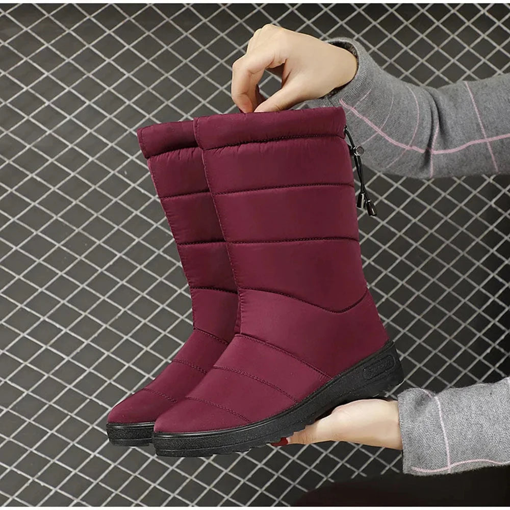 Winter Boots Women's Mid-Calf Snow Boots Women Shoes Wedges Keep Warm Fur Female Boot Shoes Chaussure Femme Botines Mujer 2024