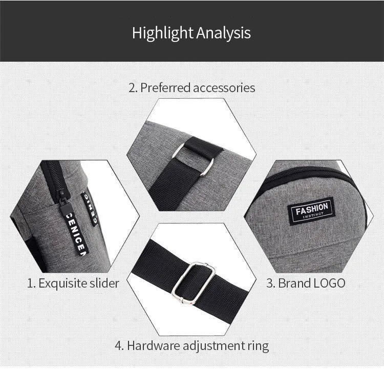 2025 New Chest Bag Messenger Pack Men Simple Nylon Fashion Waterproof One Shoulder Crossbody Bag