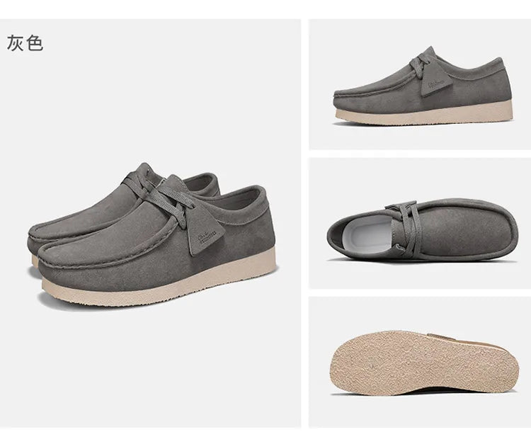2025 New Suede Casual Shoes For Men Khaki Leather Loafers Slip-on Men's Shoes Lightweight Driving Shoes Men chaussure hommes