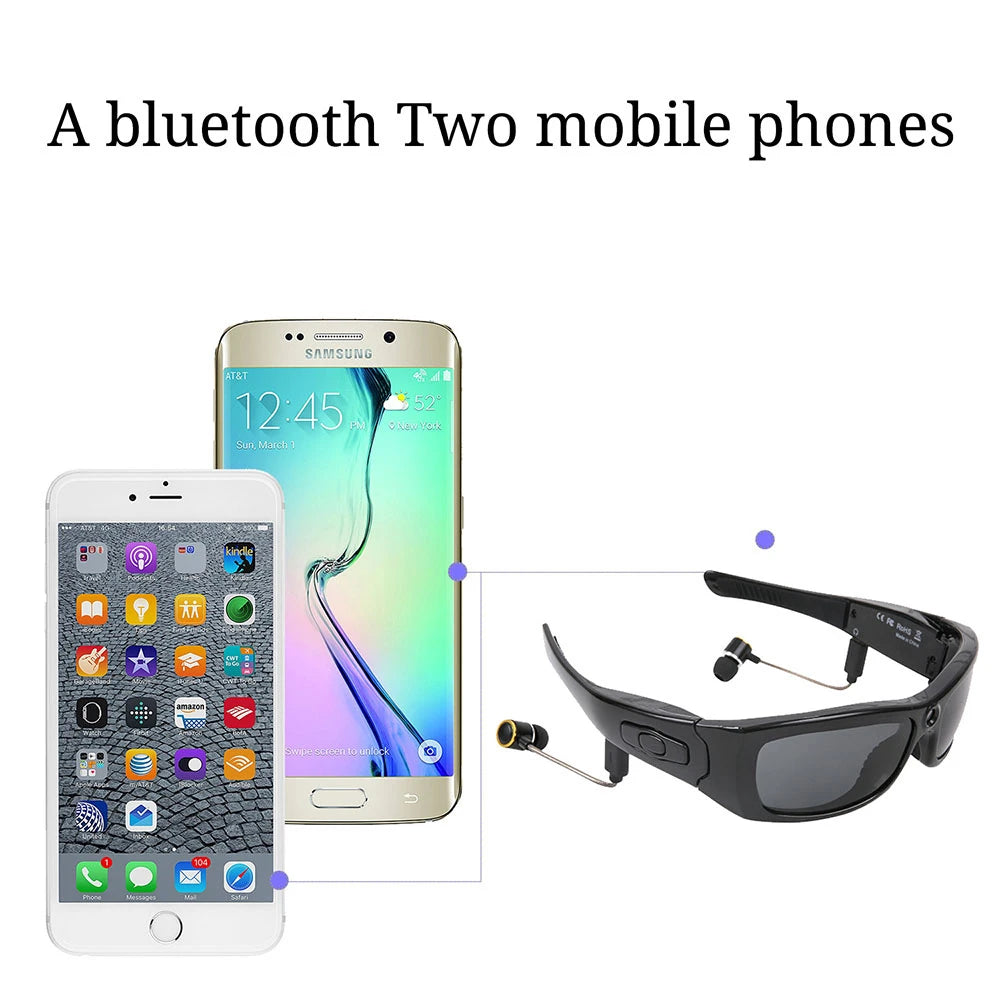 1080P HD Mini Camcorders Glasses Camera Bluetooth Headset Sunglasses Polarized Glasses Camera Cycling Video Glasses Outdoor