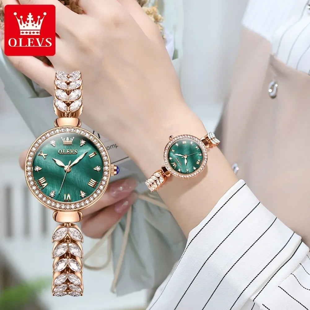 OLEVS 9971 Waterproof Women Wristwatch Fashion Quartz Stainless Steel Strap Watch For Women