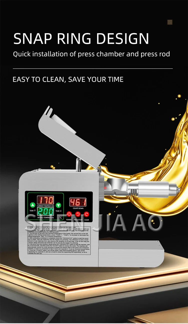 X8S New Intelligent Temperature Control Oil Press 820W Small Household Commercial Oil Press Homemade Peanut Oil 110/220V
