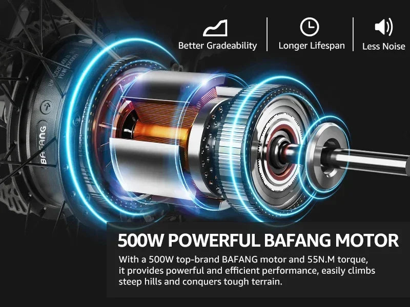 2025 NEW TESWAY Electric Bike 500W Motor 48V 12AH Battery 27.5*2.4-inch Tires 40km/h Max Speed 90km Range Mechanical Disc Brakes