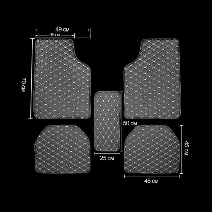 5PCS Universal Car Floor Mats PU Leather Waterproof Auto Foot Pad Protector Carpet Front and Rear Mats Set Auto Accessories