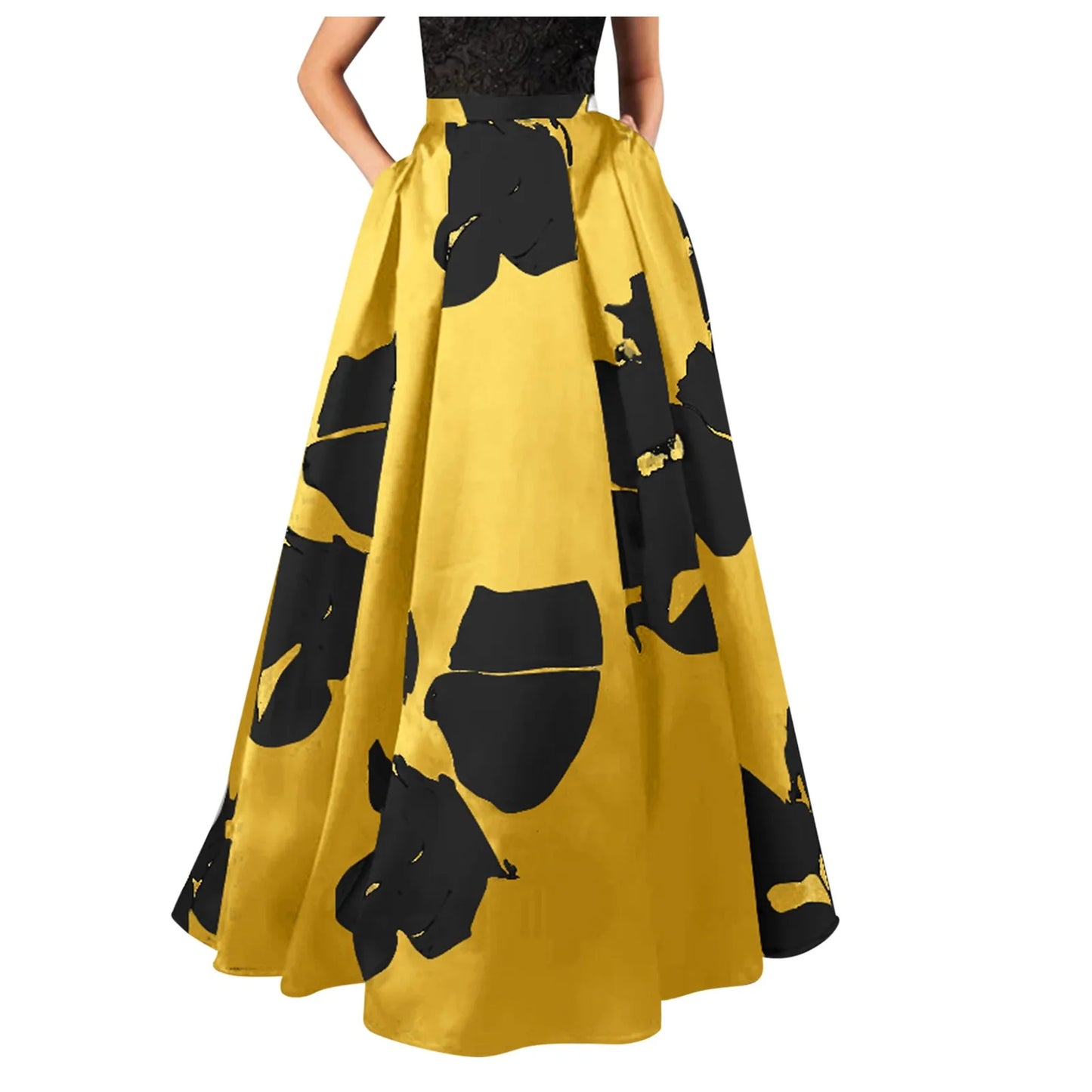 2024 Women Bohemian Floral Print Maxi Skirt High Quality Tunic Waist With Pocket Party Beach Long Skirts