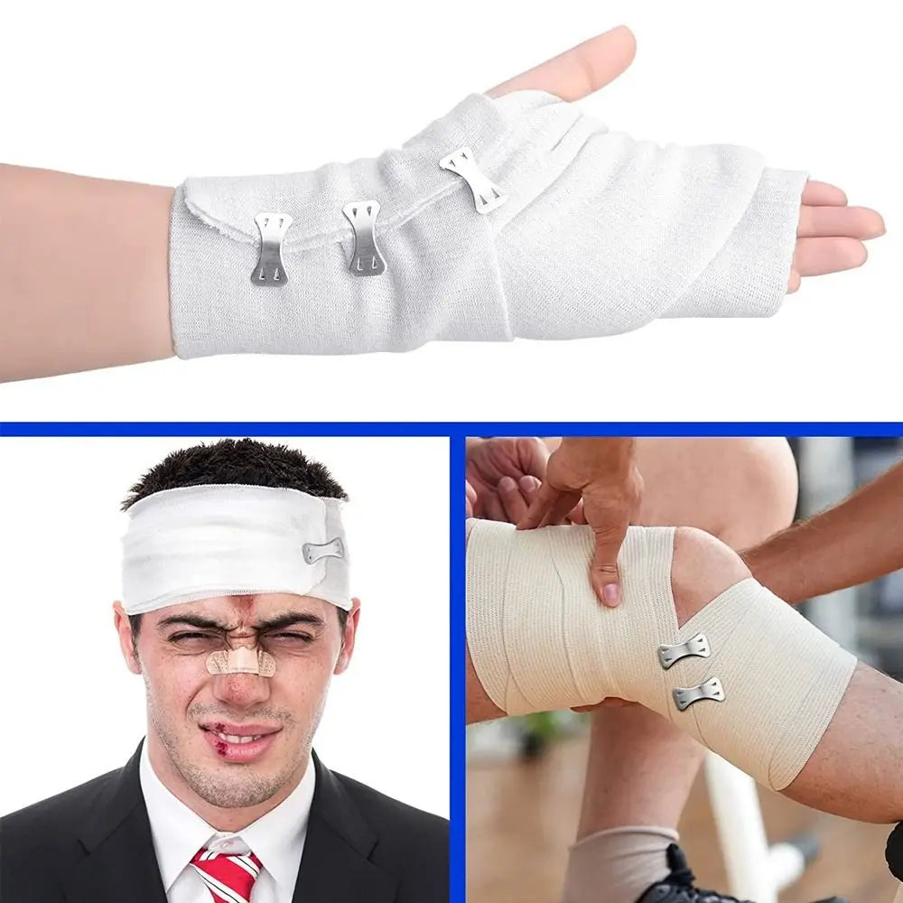 10Pcs Aluminium Polyester Elastic Bandage Clips Elastic White Brown Silver Replaceable Bandage Replacement Clip