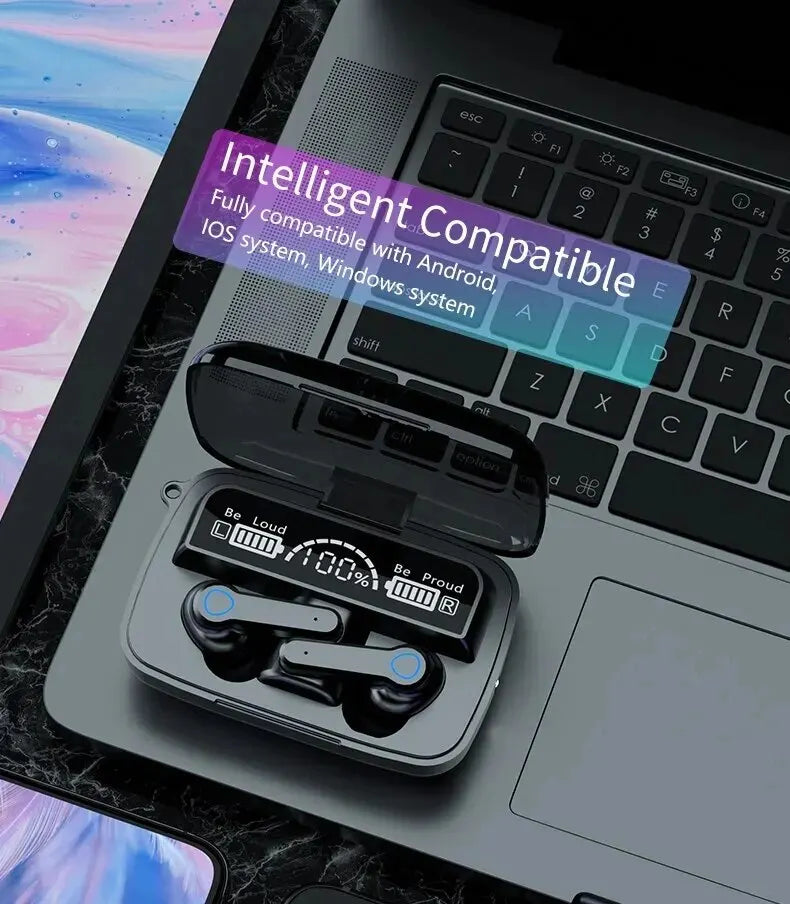 M19 Bluetooth Headset Wireless Tws Gaming Support Noise-cancelling Touch In-ear Mini Emergency Power Bank Headset - FREE LAPTOP STAND IS OFFER