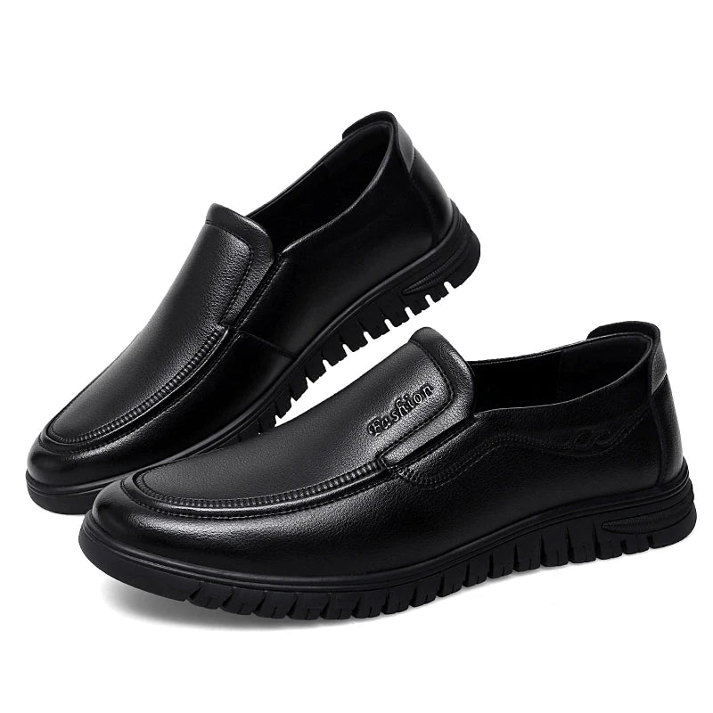 British Style High-quality Loafers Simple Black Men's Leather Casual Shoes Interview Commuting Men's Work Shoes Big Size:38-47