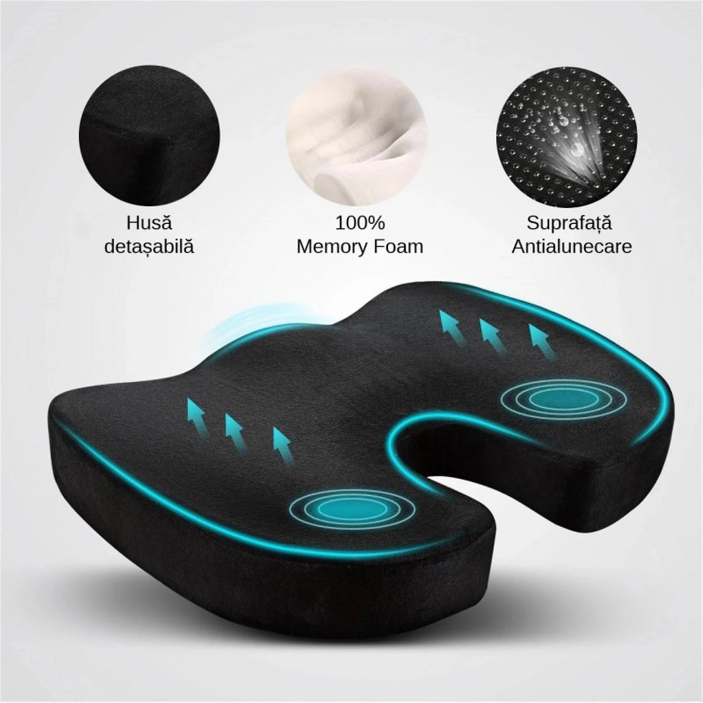 TINTINOS Gel Orthopedic Memory Cushion Foam U Coccyx Travel Seat Massage Car Office Chair Protect Healthy Sitting Breathable Pillows