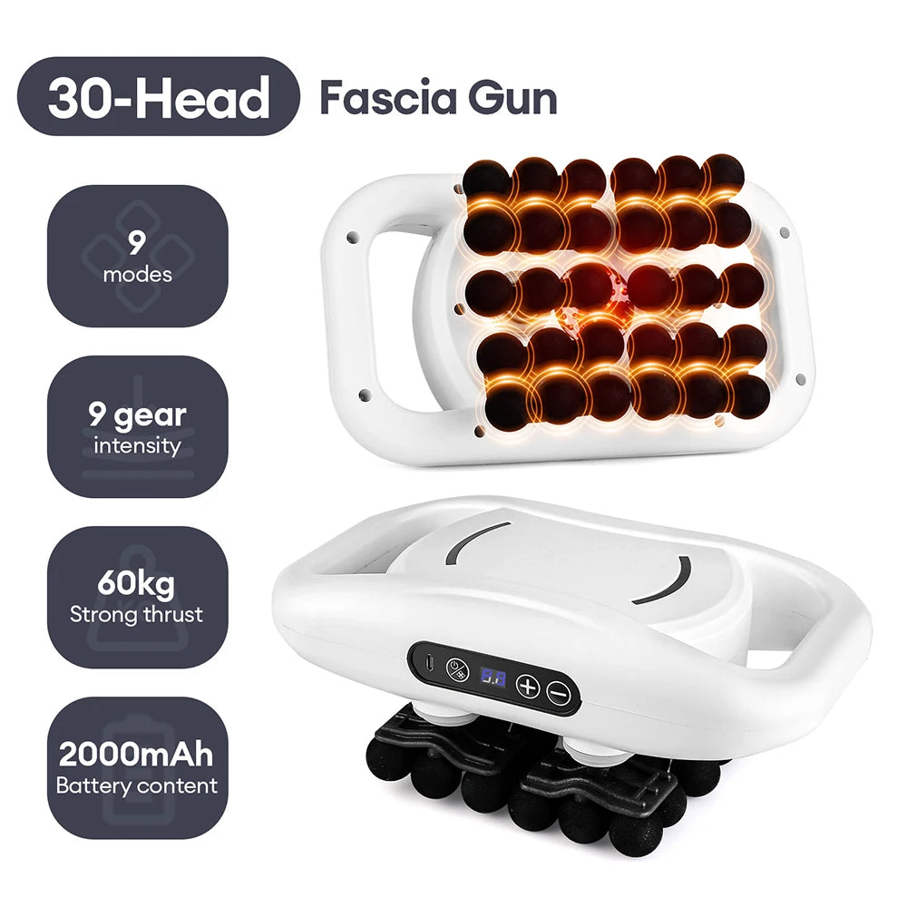 30-Head Fascia Gun High-Frequency Vibration Body Massage Gun Back and Waist Massager Neck Shoulder Massager Muscle masajeador