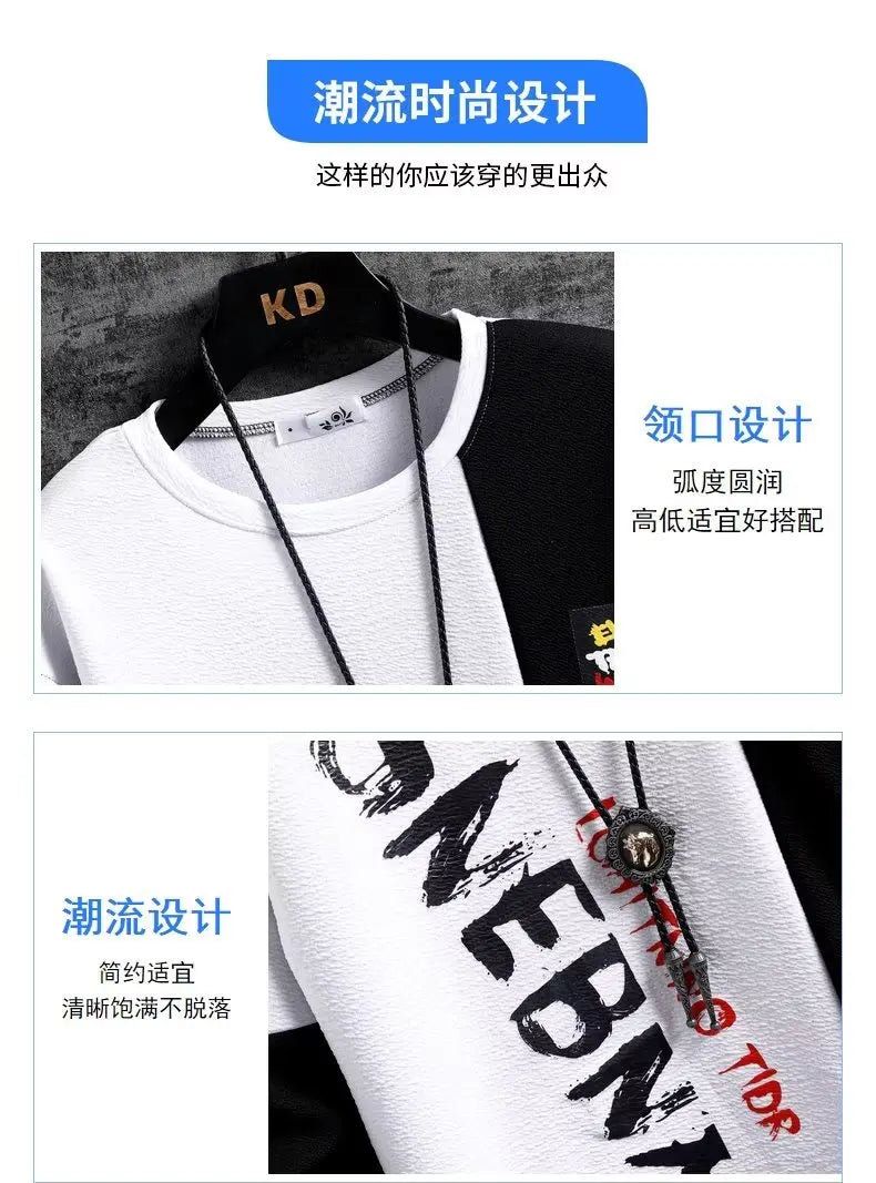 2025 Fashion Men's Tracksuit Autumn Long Sleeved Red Sweatshirt Sports Pants 2 piece Set Mens Casual Suit Jogging Men Clothes