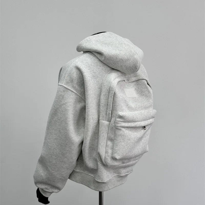 USA Fashion Spring 2025 New Hooded Sweatshirt Men's Back Backpack Design Sense Casual Top Jacket Male and Female Clothing