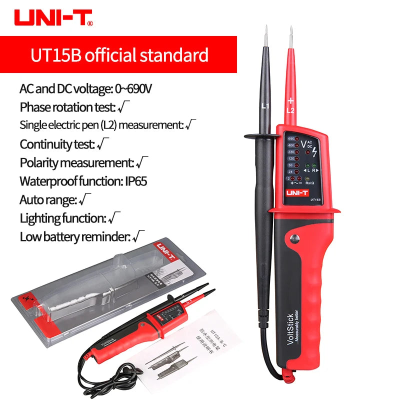 UNI-T UT15B UT15C AC/DC Voltage Tester UT18D UT18C RCD Handheld Digital Multimeter 690V Display Continunity Voltmeter