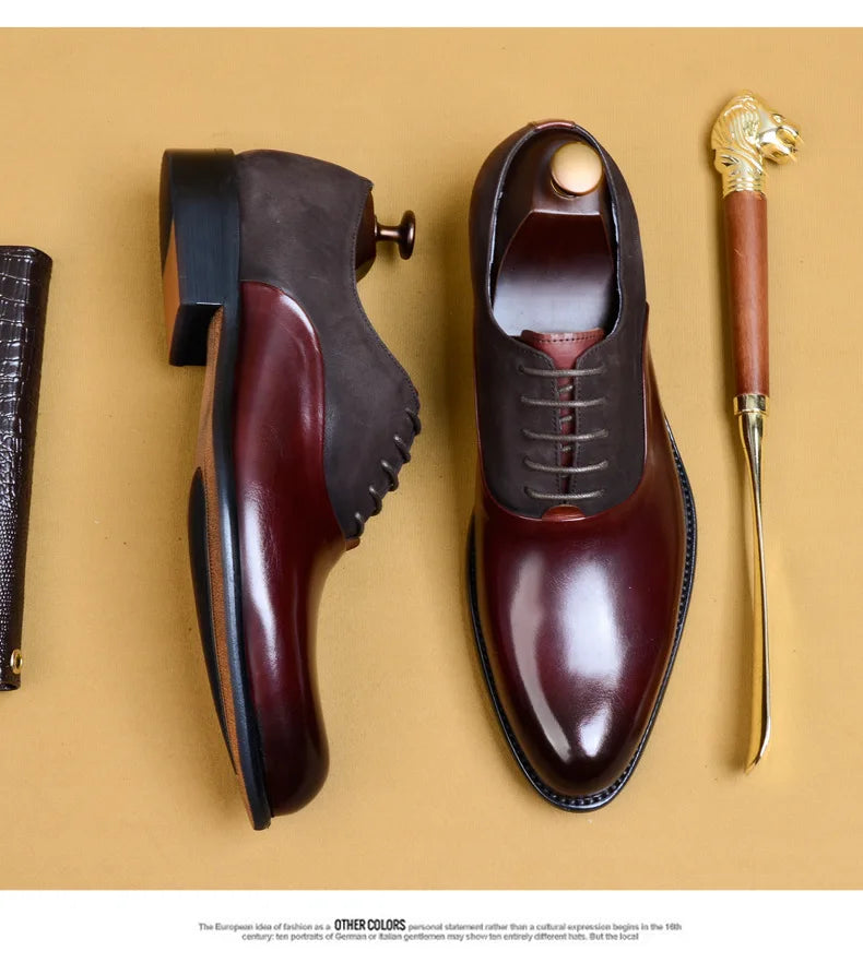2024 New Italian Handmade Shoes British Style Formal Men's Oxford Shoe Genuine Leather Business Dress Shoes Retro Men's Shoes