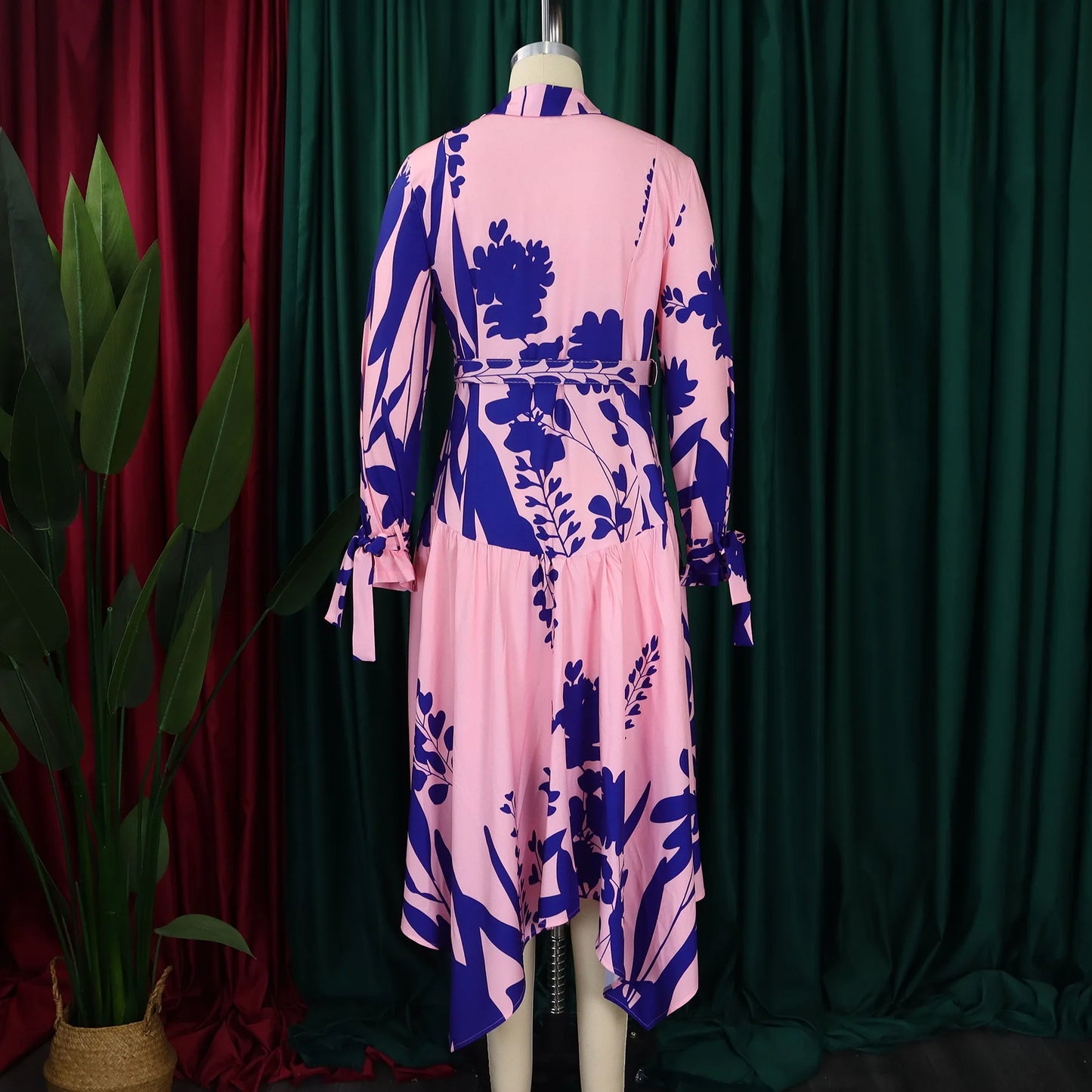 Brand new collection 2024-2025 Europe Plus-size Women's Fashion Fashion New Temperament Printed Irregular Lapel Dress Y2k Dress