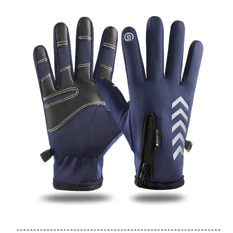Motorcycle Gloves Winter Thermal Fleece Lined Winter Water Resistant Skin-friendly Touch Screen Outdoor Moto Riding Ski Gloves
