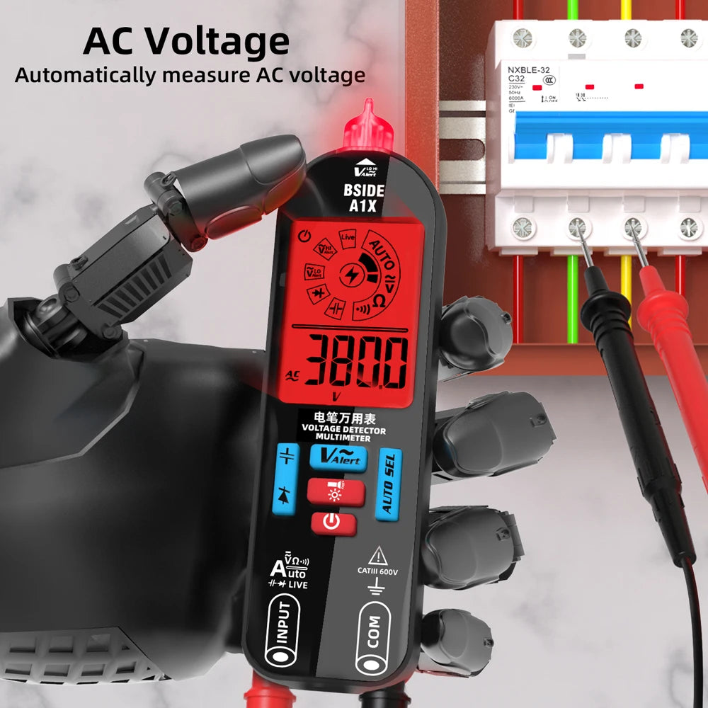 BSIDE A1X A1 Digital Multimeter Electric Test Pen With Flashlight Live Wire Recognition Meter Voltage Resistance Diode NCV Test