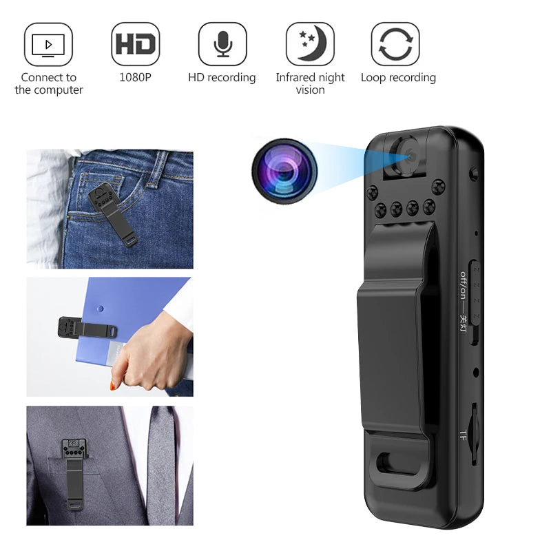 1080P Multifunctional Portable Law Enforcement Recorder, Back Clip Portable DVR, Outdoor Micro Camera, Video & Recording