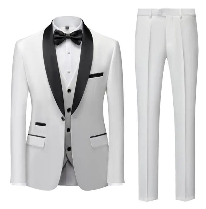 Black Men's Suit 3 Pieces, Business Wedding Terno Masculino, Fashion Slim Fit Costume Homme, Blue Red Gray, Asian Size M-4XL 5XL