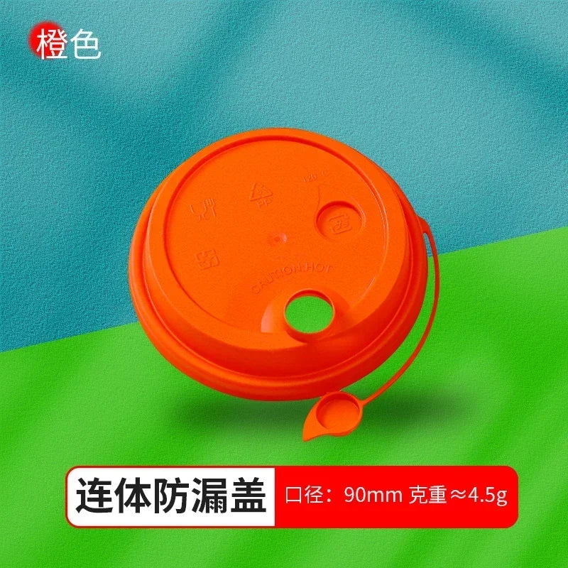 50pcs 90mm Caliber Injection Molded Leak Proof Cup Lids One Time Packaged Milk Tea Coffee Cup Lid Thickened One-piece Cover