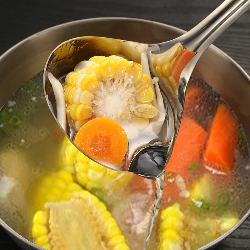 Stainless Steel Filter Spoon Soup Fat Oil Separator Ladles Skimmer Spoon Soup Colander For Kitchen Heat Insulation Anti-scalding